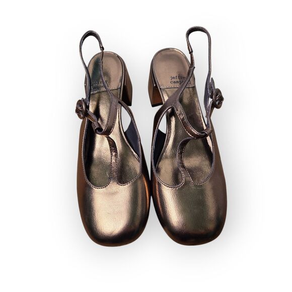 Jeffrey Campbell Metallic Bronze Mary Jane Block Heel Slingback Shoes Size 6.5 - Picture 2 of 7